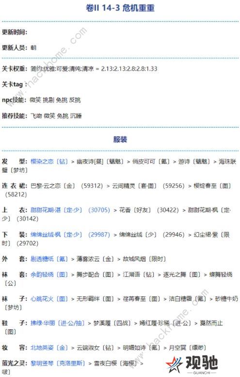 奇迹暖暖暗涌之潮攻略大全 第二卷第十四章全关卡高分搭配总汇图片3