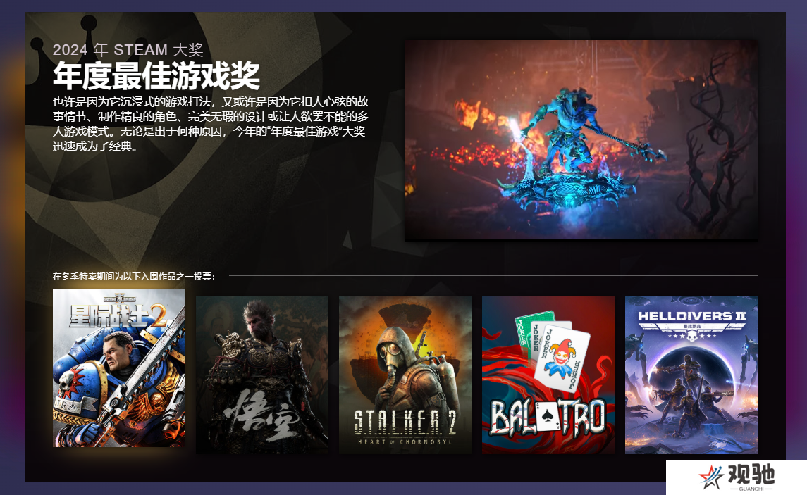 77乐园游星闻： 2024 Steam大奖候选游戏揭晓2